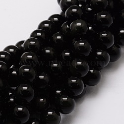 Natural Obsidian Round Beads Strands, 6mm, Hole: 1mm, about 62pcs/strand, 15.7 inch(G-G735-19-6mm-01)