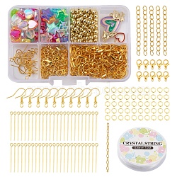 DIY Star and Heart Jewelry Set Making Kit, Including Alloy Clasps, Iron Ends Chain & Jump Ring & Paperclip Chain & Earring Hook & Pin, Acrylic & Plastic Beads, Elastic Thread, Alloy Enamel Charms, Golden, Beads: 220Pcs/set(DIY-YW0004-75)