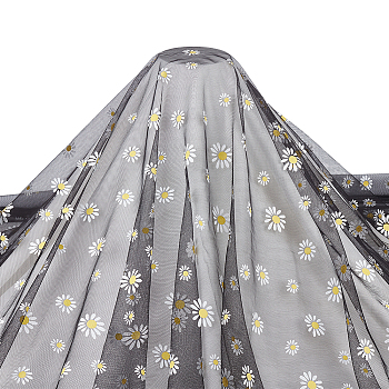 Daisy Pattern Chinlon Tulle, for Dress Costumes Decoration, Black, 150x0.03cm