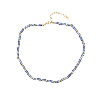 Natural Dyed Jade Beaded Necklaces for Women, Royal Blue, 14.96 inch(38cm)