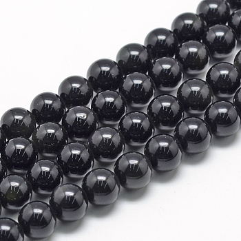 Natural Obsidian Beads Strands, Round, 4mm, Hole: 1mm, about 84~90pcs/strand, 15.1 inch