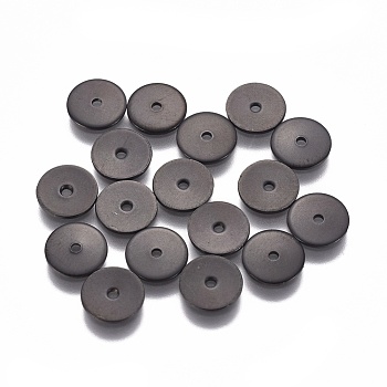 304 Stainless Steel Spacer Beads, Flat Round, Electrophoresis Black, 8x0.8mm, Hole: 1.2mm