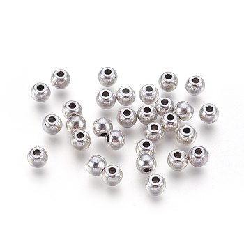 Tibetan Style Alloy Spacer Beads, Lead Free & Nickel Free & Cadmium Free, Round, Antique Silver, about 5mm in diameter, hole: 1.5mm