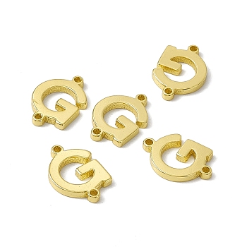 Rack Plating Brass Connector Charms, Real 18K Gold Plated, Long-Lasting Plated, Cadmium Free & Nickel Free & Lead Free, Letter Links, Letter.G, 14x9.5x1.5mm, Hole: 1mm