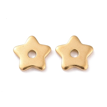 Ion Plating(IP) 304 Stainless Steel Beads, Star, Golden, 6x6x1mm, Hole: 1.2mm