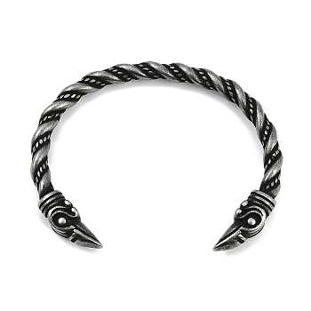 Viking 304 Stainless Steel Twisted Eagle Open Cuff Bangles for Men, Antique Silver, Inner Diameter: 2-3/4 inch(7cm), 9.5mm