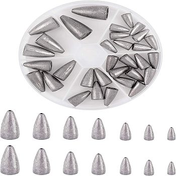 Bullet Weights Sinker, Fishing Weights Sinkers, for Fishing, Platinum, 11~25x6~13mm, Hole: 0.8~2mm, 47pcs/box