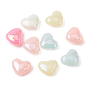 UV Plating Opaque Acrylic Beads, Heart, AB Color Plated, Mixed Color, 12x14x6.5mm, Hole: 1.8mm, about 915 pcs/500g