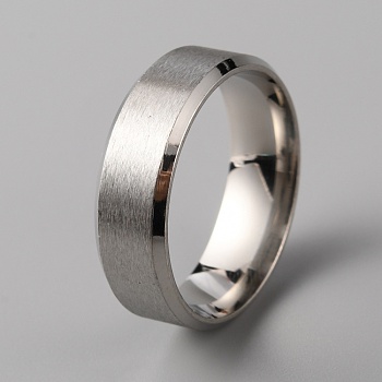 201 Stainless Steel Plain Band Ring for Men Women, Matte Stainless Steel Color, 8mm, Inner Diameter: 22.3mm