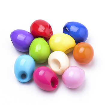 Opaque Acrylic Pendants, Oval, Mixed Color, 17x13mm, Hole: 3mm, about 300pcs/500g
