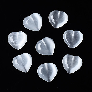 Transparent Cat Eye Beads, Heart, Clear, 14x14.5x3mm, Hole: 0.9mm