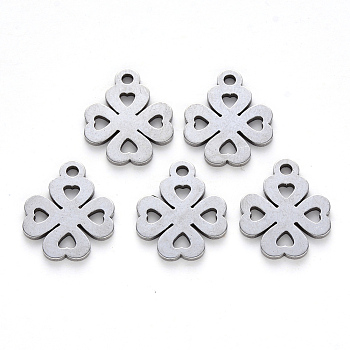 Tarnish Resistant 304 Stainless Steel Pendants, Laser Cut, Clovers, Stainless Steel Color, 17x14x1mm, Hole: 1.8mm