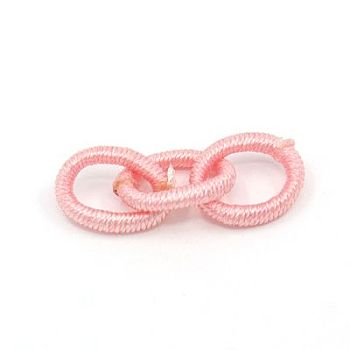 Handmade Silk Cable Chains Loop, Pink, 9.8~12x6.8~8.5x2mm, 25~27 inch