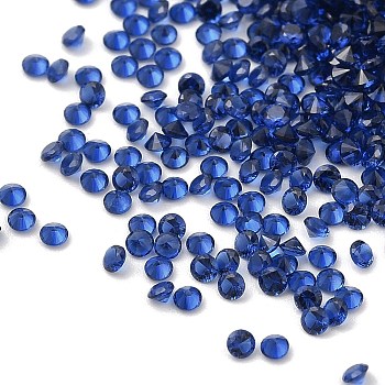 Cubic Zirconia Cabochons, Faceted Diamond, Marine Blue, 1.3x1mm