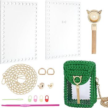 DIY Purse Making Kit, Including Bag Frames, Alloy Crochet Hook, Nail, Iron Screws & Findings, Plastic Needles, Bag Straps, Mixed Color, 2.2~116x0.45~11x0.25~1.3cm, Hole: 6mm, 14pcs/set