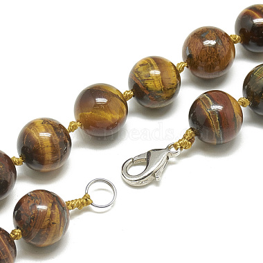 Natural Tiger Eye Beaded Necklaces(NJEW-S405-12)-2