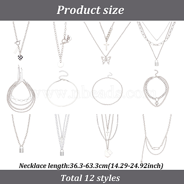Anattasoul 18piezas 18 conjunto de collares de aleación estilo bordillo(NJEW-AN0001-43)-7