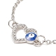 2Pcs 2 Color Crystal Rhinestone Heart with Evil Eye Link Bracelets Set(BJEW-JB09166)-3