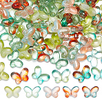 110Pcs 5 Colors Transparent Glass Beads, Butterfly, Two Tone, Mixed Color, 10x14.5x4.5mm, Hole: 1mm, 22pcs/color(GLAA-AR0001-76)