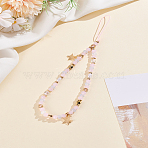 1Pc Polymer Clay & Alloy Mobile Straps, Mobile Accessories Decoration, Star, Pink, 205mm(AJEW-LP0005-52A)