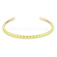 Twisted Brass Enamel Cuff Bangle, Real 18K Gold Plated Open Bangle for Women, Nickel Free, Champagne Yellow, Inner Diameter: 2-3/8 inch(5.95cm)(BJEW-T020-02G-NF)
