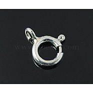 Sterling Silver Spring Ring Clasps, Silver, 5mm(X-STER-A007-24B)