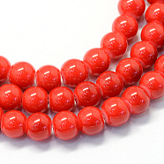 Baking Painted Glass Round Bead Strands, Orange Red, 8.5~9mm, Hole: 1.5mm, about 100~105pcs/strand, 31.8 inch(DGLA-Q020-8mm-37)
