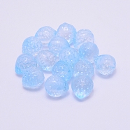 Handmade Lampwork Beads, Half-hole, Strawberry, Light Sky Blue, 15x13mm, Hole: 1mm, Half-hole(LAMP-CJC0004-01C)