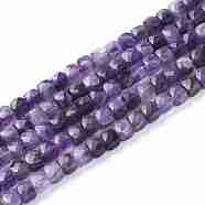 Natural Amethyst Beads Strands, Faceted, Cube, 5x5x5mm, Hole: 0.8mm, about 84pcs/strand, 15.5 inch(39.5cm)(G-L537-001)