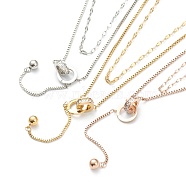 304 Stainless Steel Double Layer Pendant Necklaces, with Crystal Rhinestone, Mixed Color, 15.12 inch(38.4cm)(NJEW-L458-085)