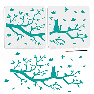 US 1 Set PET Hollow Out Drawing Painting Stencils, for DIY Scrapbook, Photo Album, with 1Pc Art Paint Brushes, Branch Pattern, 300x300mm, 1pc/style(DIY-MA0001-44A)