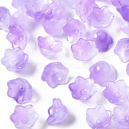 Transparent Two Tone Spray Painted Glass Beads, Flower, Lilac, 7x11.5x11.5mm, Hole: 1.2mm(GLAA-Q089-002B-004)