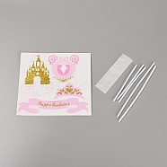 Paper Card Party Decorate, with Sticker and Paper Pole, Carriage & Crown & Castle, for Girl Birthday Party Supplies, Pink, 156x145x0.6mm(AJEW-WH0223-43)