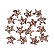 Walnut Wood Pendants, Sea Turtle Charms, Sienna, 27x27.5x2mm, Hole: 2.2mm(WOOD-C016-02)