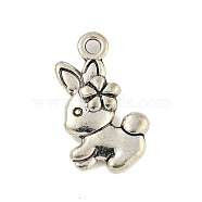 Tibetan style Alloy Pendants, Antique Silver, Rabbit, 18x10.5x2.8mm, Hole: 1.6mm(FIND-Z058-01AS-04)