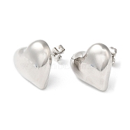 Rack Plating Brass Heart Stud Earrings, Platinum, 14.5x15.5mm(EJEW-Q766-02P)