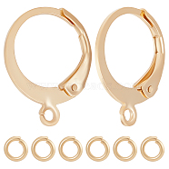 50Pcs 304 Stainless Steel Leverback Earring Findings, with Horizontal Loops & 50Pcs Open Jump Rings, Real 24K Gold Plated, 14.5x12.5x2mm, Hole: 1.2mm(STAS-BBC0002-17)
