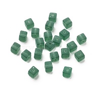 Acrylic Beads, Frosted, Cube, Dark Green, 5.5x6x6mm, Hole: 1.6mm(OACR-H044-05B)