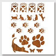 PET Hollow Out Drawing Painting Stencils, for DIY Scrapbook, Photo Album, Cat Pattern, 210x297mm(DIY-WH0403-021)