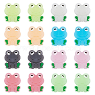 16Pcs 8 Colors Frog Luminous Food Grade Eco-Friendly Silicone Beads, Chewing Beads For Teethers, DIY Nursing Necklaces Making, Glow in the Dark, Mixed Color, 28x24x10mm, Hole: 3mm, 2pcs/color(SIL-DC0001-21)