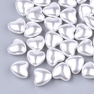 Eco-Friendly ABS Plastic Imitation Pearl Beads, High Luster, Heart, Creamy White, 13x14x7.5mm, Hole: 1mm(X-OACR-T012-15B)