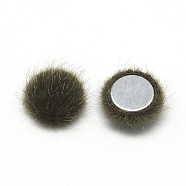 Faux Mink Fur Covered Cabochons, with Aluminum Bottom, Half Round/Dome, Coffee, 15x5mm(WOVE-S084-49J)