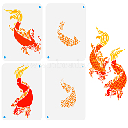 4Pcs 4 Styles PET Hollow Out Drawing Painting Stencils, for DIY Scrapbook, Photo Album, Koi Fish, 297x210mm, 1pc/style(DIY-WH0394-0127)