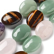 Natural Mixed Stone Beads Strands, Flat Oval, 25x18x8~9mm, Hole: 0.9~1mm, about 8pcs/strand, 7.72''~7.87''(19.6~20cm)(G-P528-D01-01)