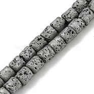 Electroplated Natural Lava Rock Beads Strands, Column, Platinum Plated, 4~4.5x4.5~5mm, Hole: 0.9mm, about 78pcs/strand, 16.14''(41~41.5cm)(G-Z032-J04-12C)