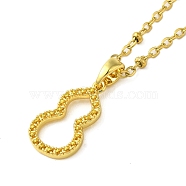 304 Stainless Steel Satellite Chain Pendant Necklaces, Real 18K Gold Plated, Gourd, 15.55~16.50 inch(39.5~41.9cm), pendant: 17x9.5mm(NJEW-Q347-02A)