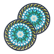 Acrylic Bag Bottom, Purse Knitting Supplies, Flat Round with Vortex Pattern, Single Printed, Dark Turquoise, 18x0.3cm, Hole: 5mm(DIY-WH0304-376B)
