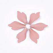 Spray Painted Eco-Friendly Iron Pendants, Flower Petal, Pink, 32.5x17x4mm, Hole: 0.8mm(X-IFIN-T009-20D)