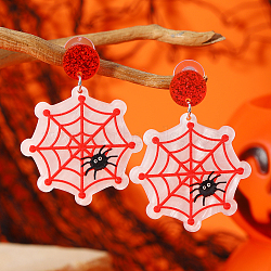 Halloween Creative Funny Acrylic Stud Earrings, Red, Spider(ZE1428-3)