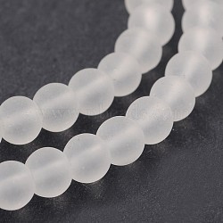 Frosted Glass Round Bead Strands, WhiteSmoke, 4mm, Hole: 1mm, about 80pcs/strand, 12.5 inch(X-GLAA-J079-01-4mm)